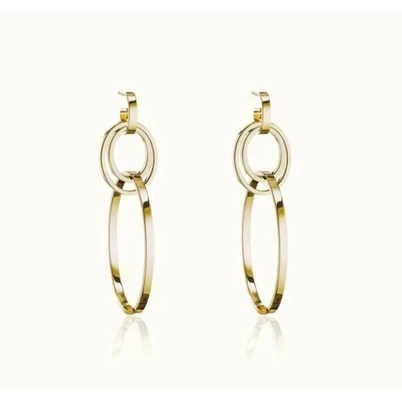 Vita Fede Cassio Earrings Gold Tone Modular Linked Hoops Adjustable NWT - Picture 12 of 12